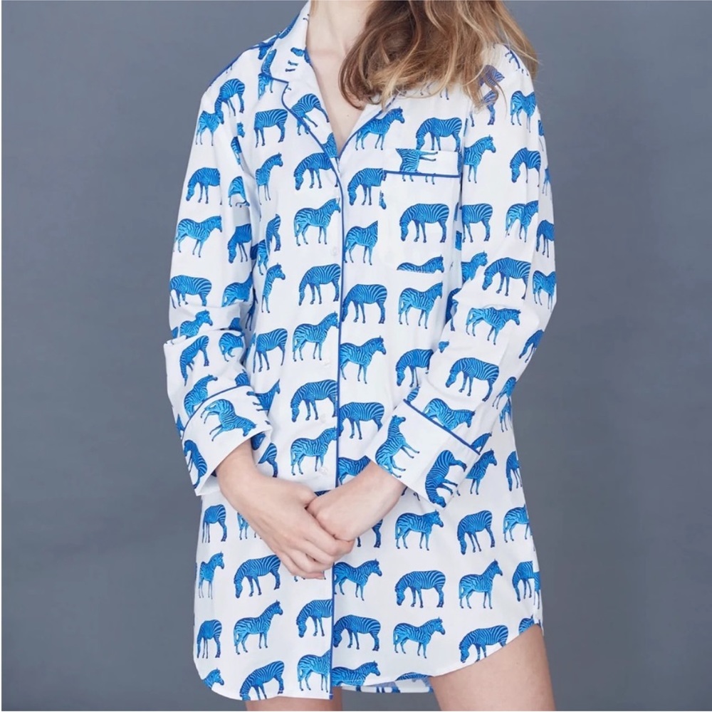 August Morgan Blue Zebra Nightgown XL